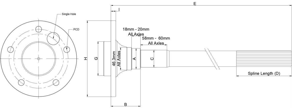 Axle dimension diagram
